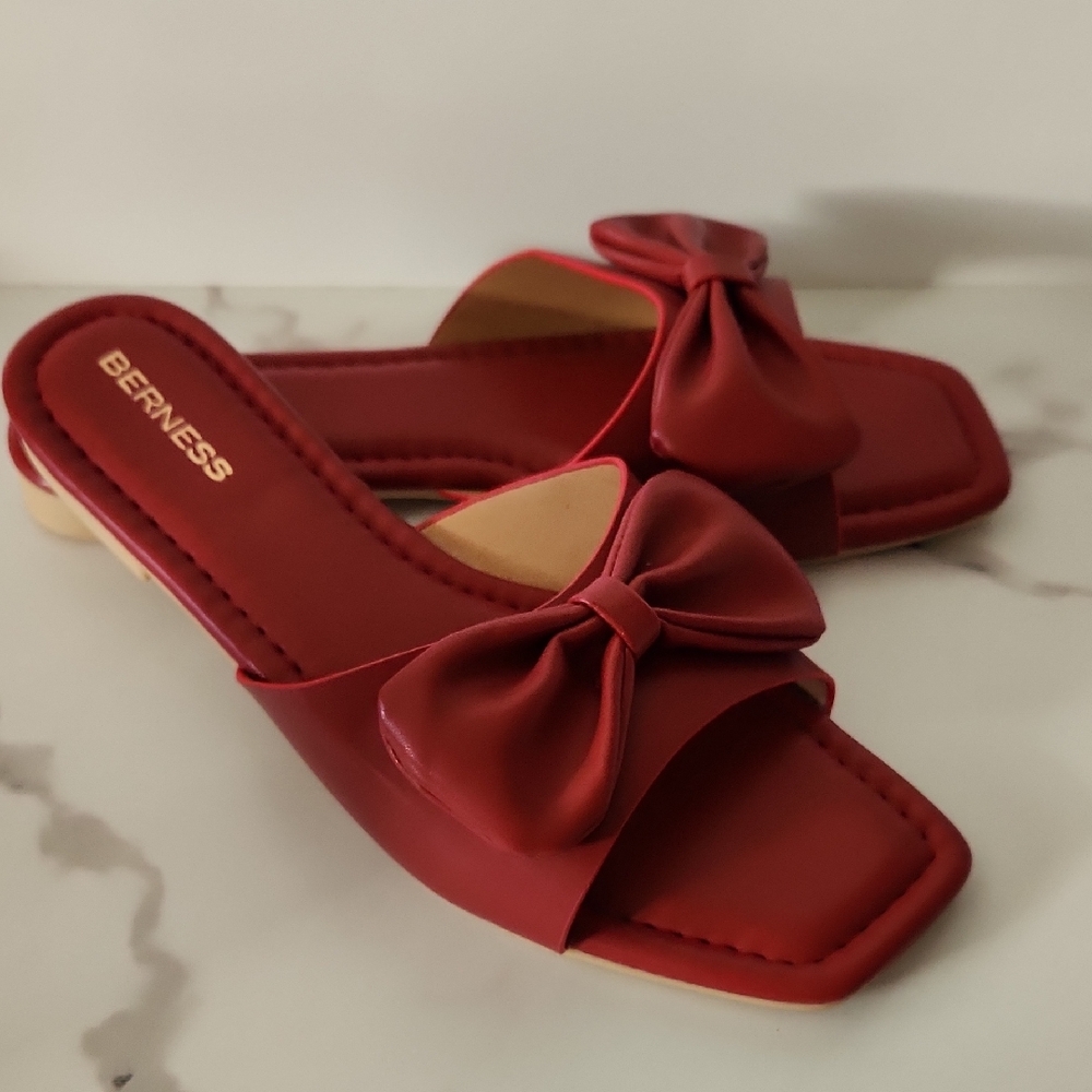Women's Red Bow Slide Sandals